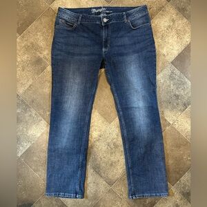 Wrangler Womens Western Mid Rise Stretch Straight Leg Dark Indigo size19/32